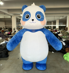 Saygo Halloween Commercial Plush Lovely Baby Blue Panda Bear Inflatable Mascot Costume With Clothes for Stage Parade Event
