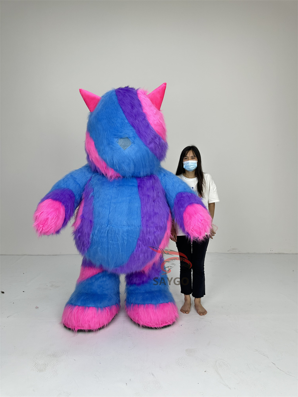 Inflatable Camouflage Bear Mascot Cartoon Doll Costume Plush Performance Props Doll Walking Puppet Costume