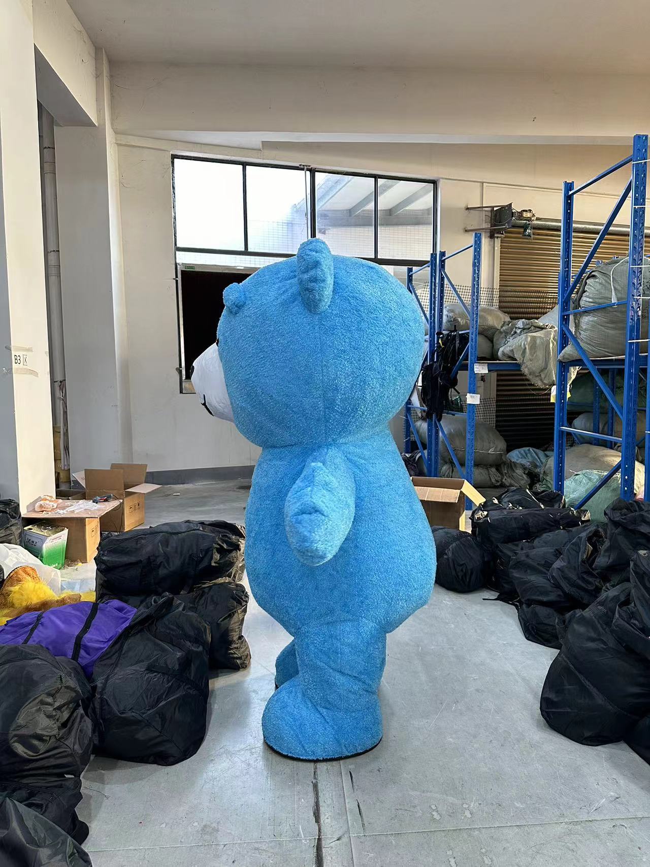 Hot Selling Adult Size Plush Inflatable Teddy Character Cartoon Suit Cosplay blue Bear Mascot Costume Halloween