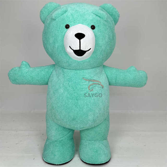 Mint Green Color Teddy Bear Mascot Costume 2m Fabric Teddy Bear Inflatable Costume for Cartoon Theme Parties,Big Mascot,Mint Green Color Teddy Bear Mascot Costume 2m Fabric Teddy Bear Inflatable Costume for Cartoon Theme Parties