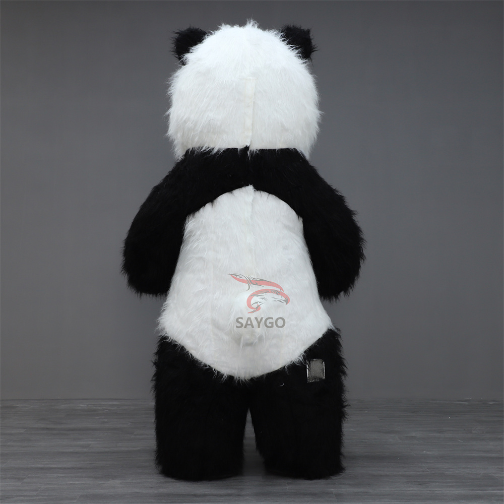 Most Welcome Long Hair Panda Mascot Costume CE 2m Inflatable Panda Costume for Advertising Walking Air Blow Panda Show