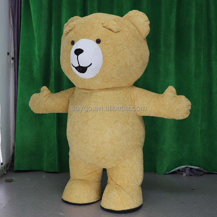 Giant Brown Plush Inflatable Teddy Bear Costumes Inflatable Teddy Bear Mascot Costumes for Adult Park Show, Opening Show, Kids