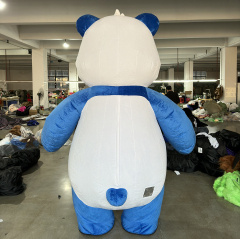Saygo Halloween Commercial Plush Lovely Baby Blue Panda Bear Inflatable Mascot Costume With Clothes for Stage Parade Event