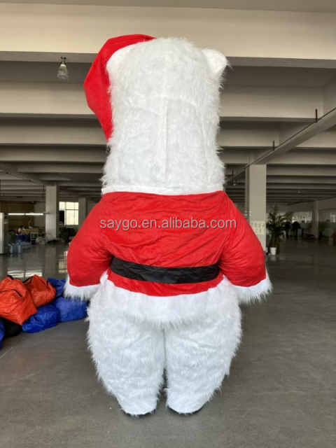 Hot Selling Long Plush Realistic Polar Bear Mascot Costume Suit Christmas White Inflatable Bear Costumes Giant Christmas