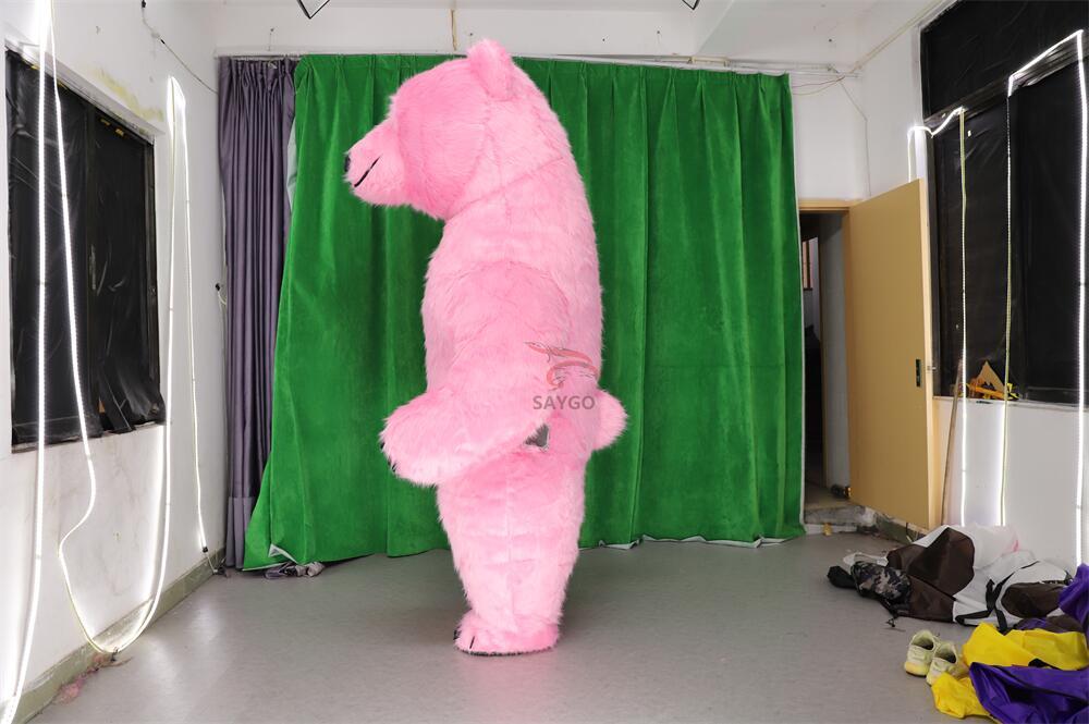 Pink Fur Coating Polar Bear Mascot Costume 2m 2.6m Inflatable Polar Bear Costume for Party Dress