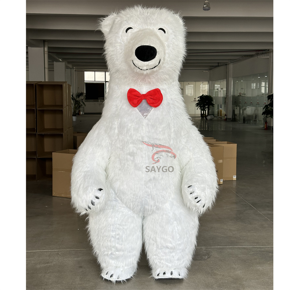 Pretty Furry Polar Bear Mascot Costume for Adults 2m 2.6m Inflatable Polar Panda Bear Mascots Costume Suits for Events Walking