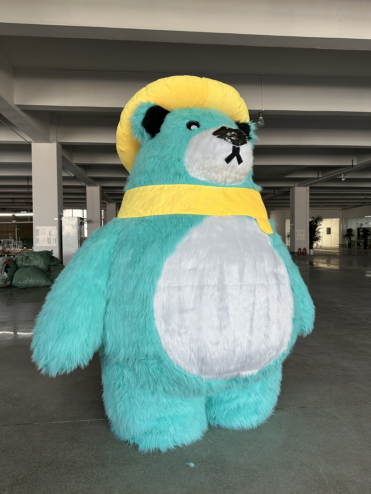 Attractive Christmas Giant Inflatable Teddy Bear Mascot Costume for Adult Halloween Plush Furry Fat Bear Suit