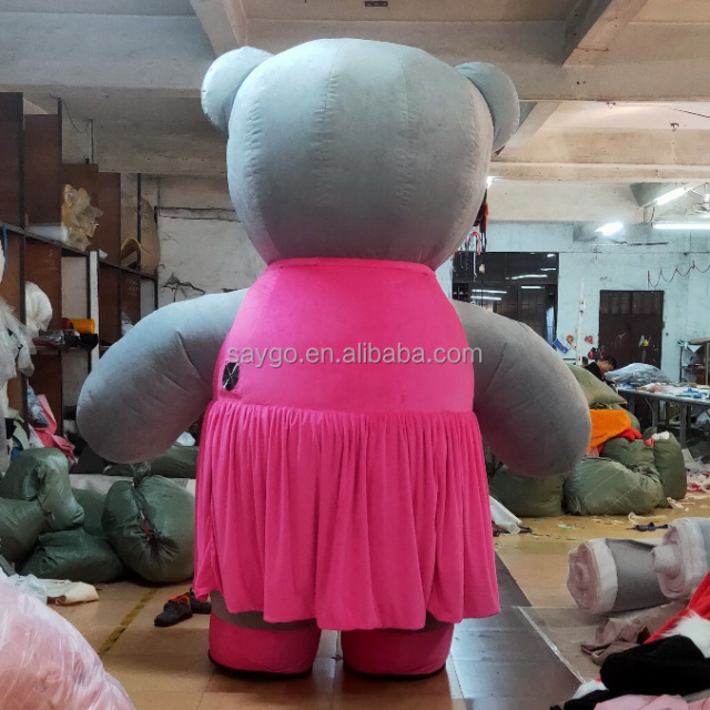 Pink Cute Dressing Bear Mascot Costumes Various Color Inflatable Giant Teddy Bear Costume Inflatable Teddy Bear Mascot Costume