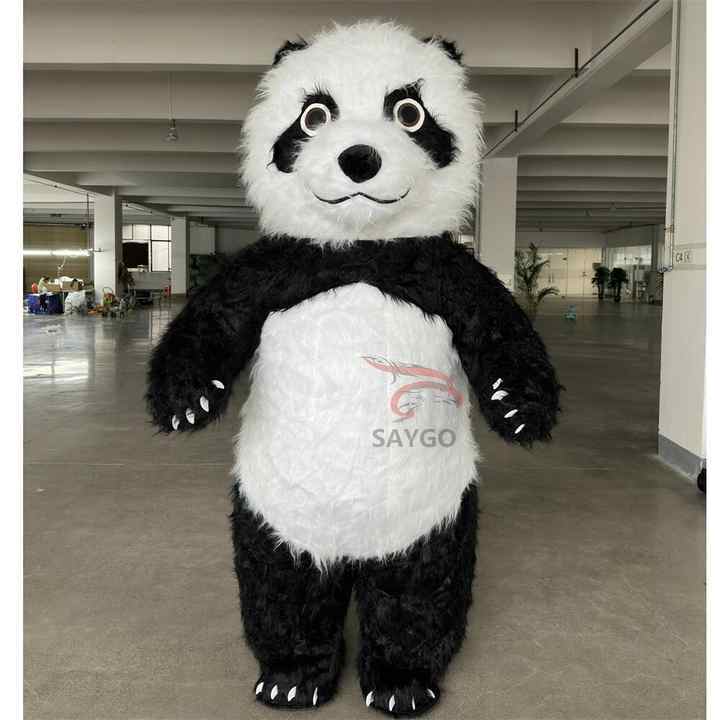 Most Welcome Long Hair Panda Mascot Costume CE 2m Inflatable Panda Costume for Advertising Walking Air Blow Panda Show