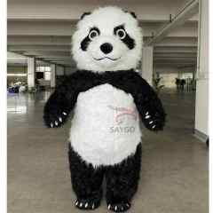 Most Welcome Long Hair Panda Mascot Costume CE 2m Inflatable Panda Costume for Advertising Walking Air Blow Panda Show