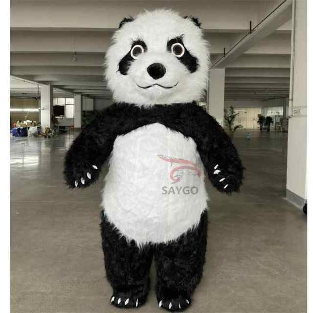 Most Welcome Long Hair Panda Mascot Costume CE 2m Inflatable Panda Costume for Advertising Walking Air Blow Panda Show