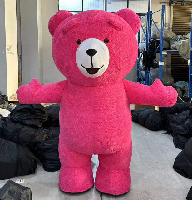 Adult Gray Inflatable Plush Teddy Bear Mascot Costume Cartoon Style for Cosplay Halloween/Christmas Parties Party Supplies