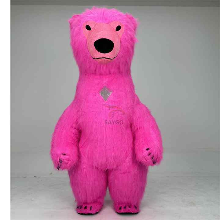 Realistic Giant Rosy pink Inflatable Polar Bear Party Mascot Costumes for Adults Cosplay 2/2.6/3m Unisex Poland Bear Costumes