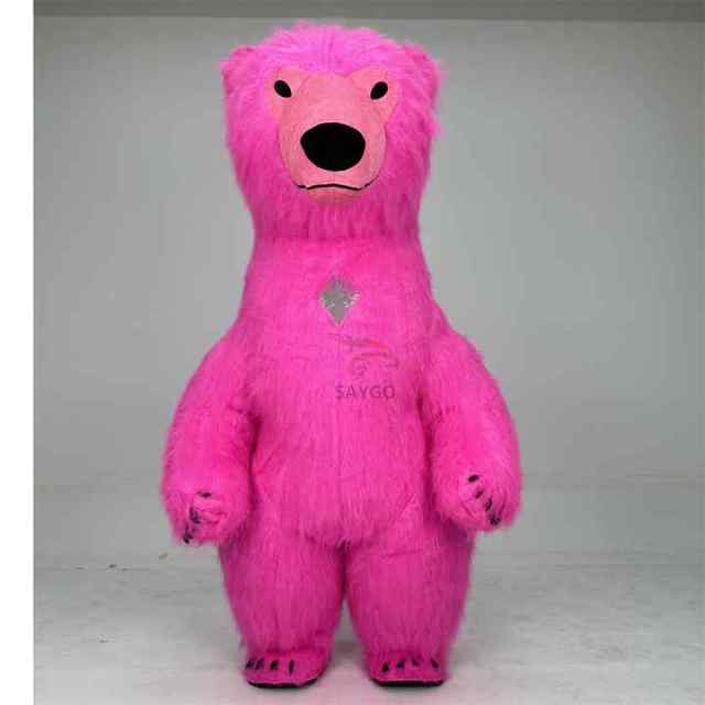 Realistic Giant Rosy pink Inflatable Polar Bear Party Mascot Costumes for Adults Cosplay 2/2.6/3m Unisex Poland Bear Costumes