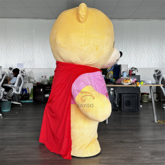 Hero Teddy Bear Mascot Costume 2m Inflate Fabric Teddy Bear Costume with Red Cloak for Advertising Events