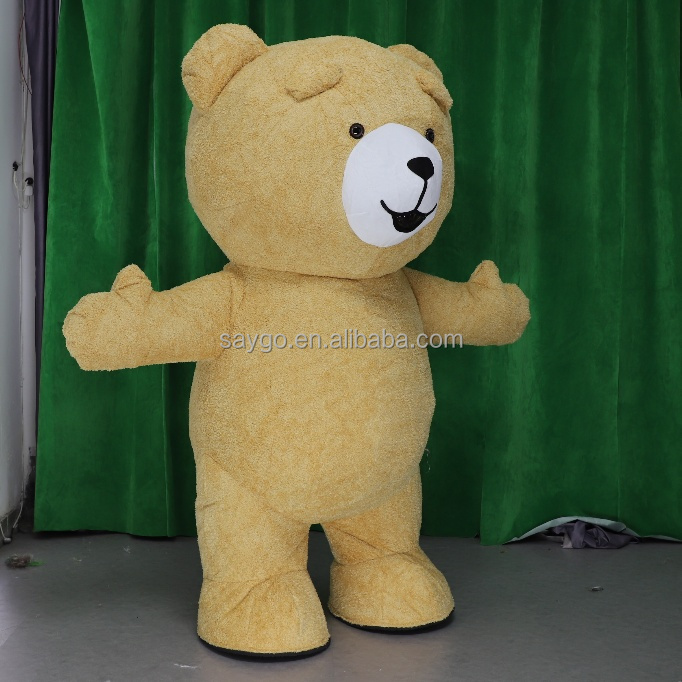 Giant Brown Plush Inflatable Teddy Bear Costumes Inflatable Teddy Bear Mascot Costumes for Adult Park Show, Opening Show, Kids