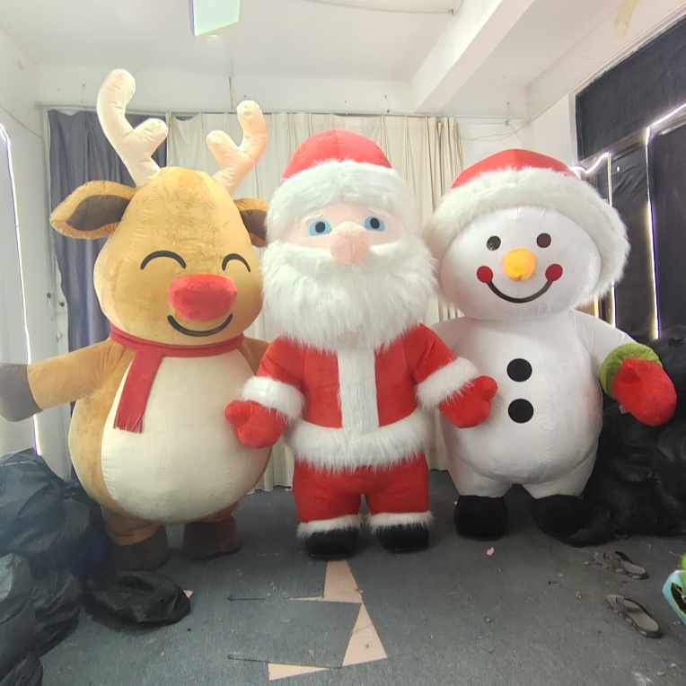 Saygo Mardi Gras Carnival Cartoon Anime Fur Material Inflatable Santa Claus Doll Snowman Dress Deer Reindeer Costume Mascot