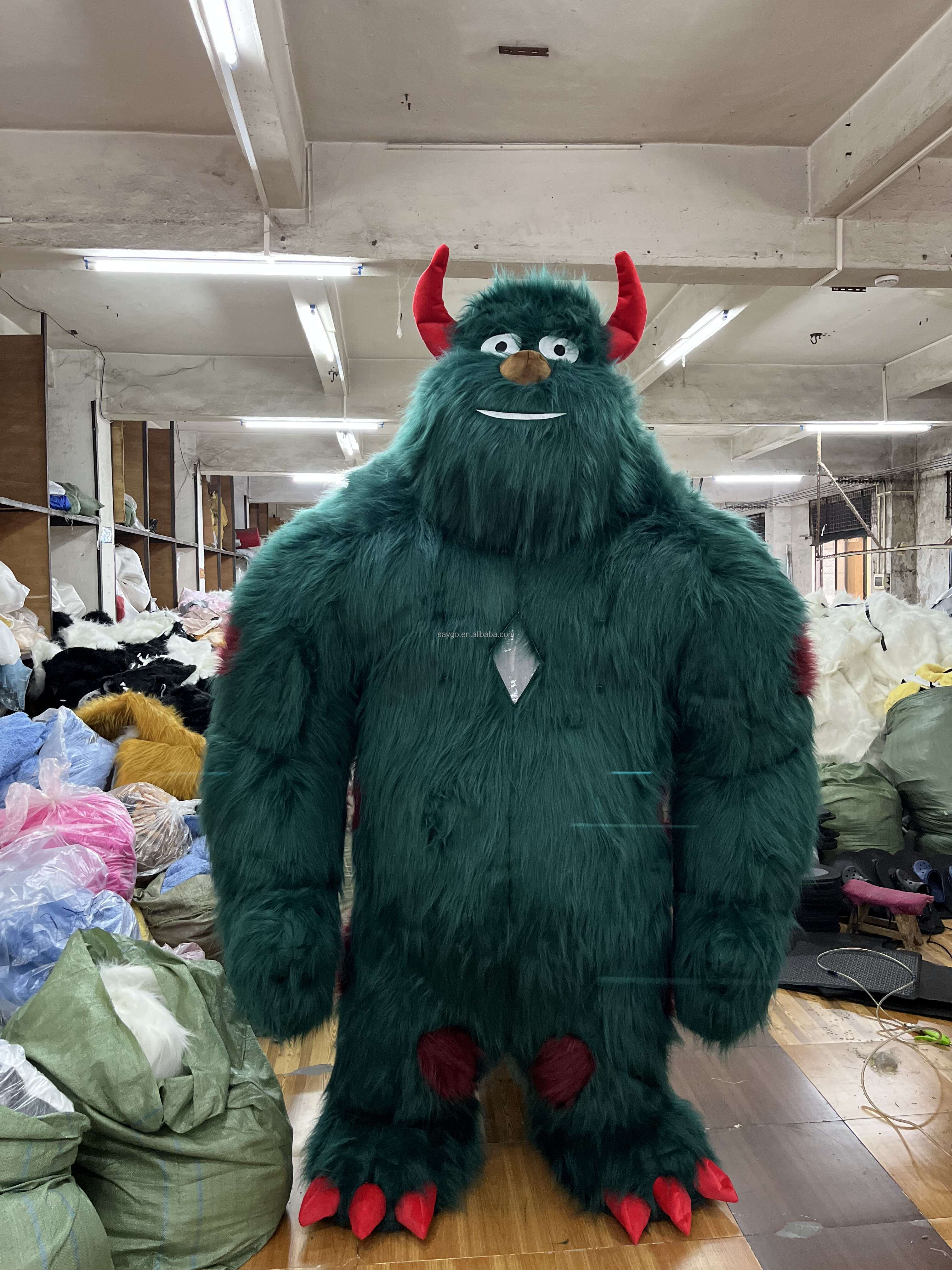 Unisex Inflatable Blue Green Monster Sully Cartoon Mascot Costume Plush Bear Design for Adults for Parties Monster Inc Mascot