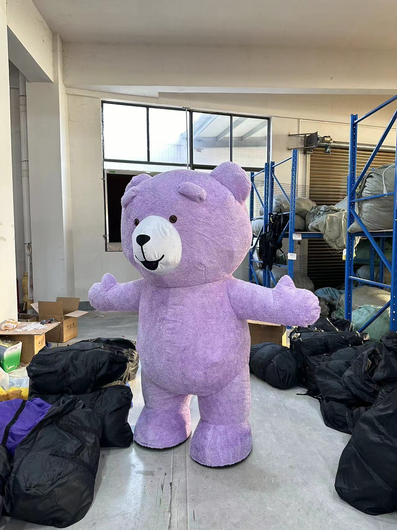 Net Celebrity Adult Inflatable Bear Costume Cartoon Mascot Doll Suit Plush Head Cover Plush Material Halloween Christmas Parties