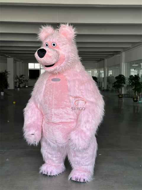 For Inflatable Pink Masha BearMascot Costume-Adult Unisex Character for Mardi Gras