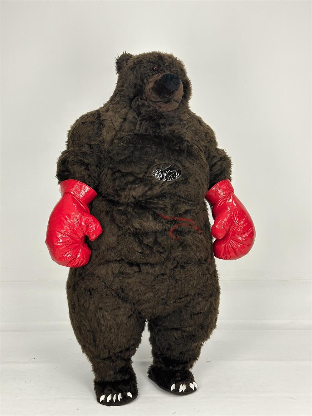 Furry Giant Boxing Bear Inflatable Costume Plush Brown Bear Costumes Mascot Teddy Bear Adult Party Cosplay Suits