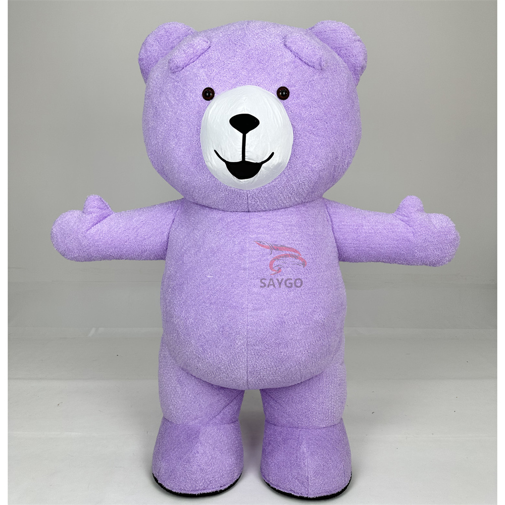 Inflatable Orange Teddy Bear Mascot Costume Human-Sized Walking Wearable for Men Valentines Gift Removable Costume Design