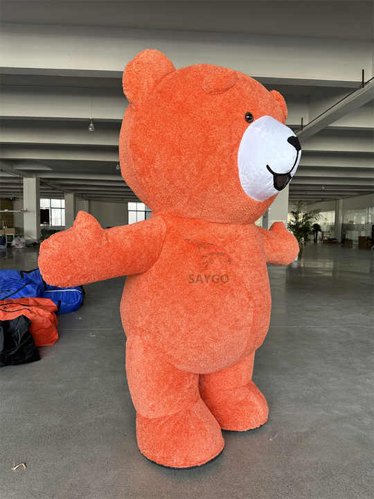 Inflatable Orange Giant Teddy Bear Mascot Costume Rental-saygo Brand Mardi Gras/Carnival Theme Unisex Adult Costume