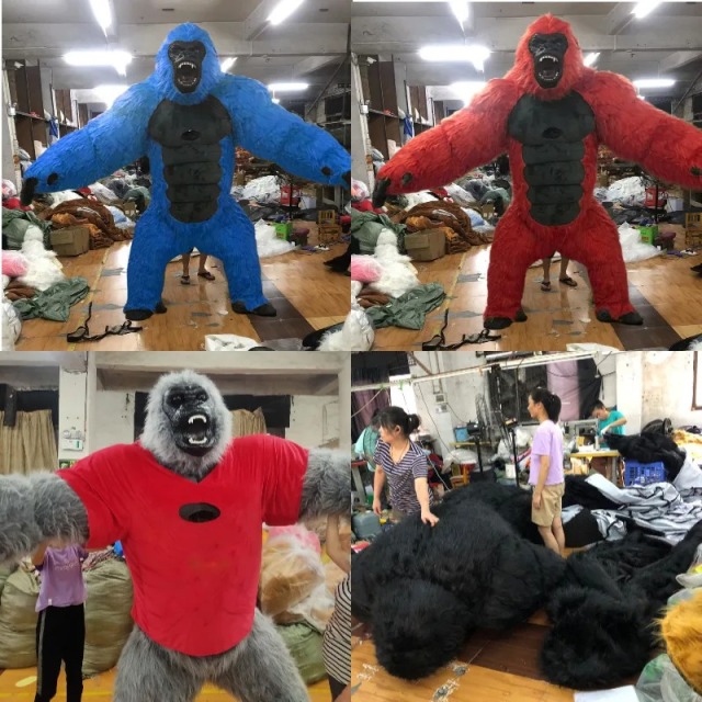 Children Scare Crying King Kong Gorilla Mascot Costume for Adult 2m 2.6m Inflatable Blue Gorilla Monkey Costume for Outdoor Show