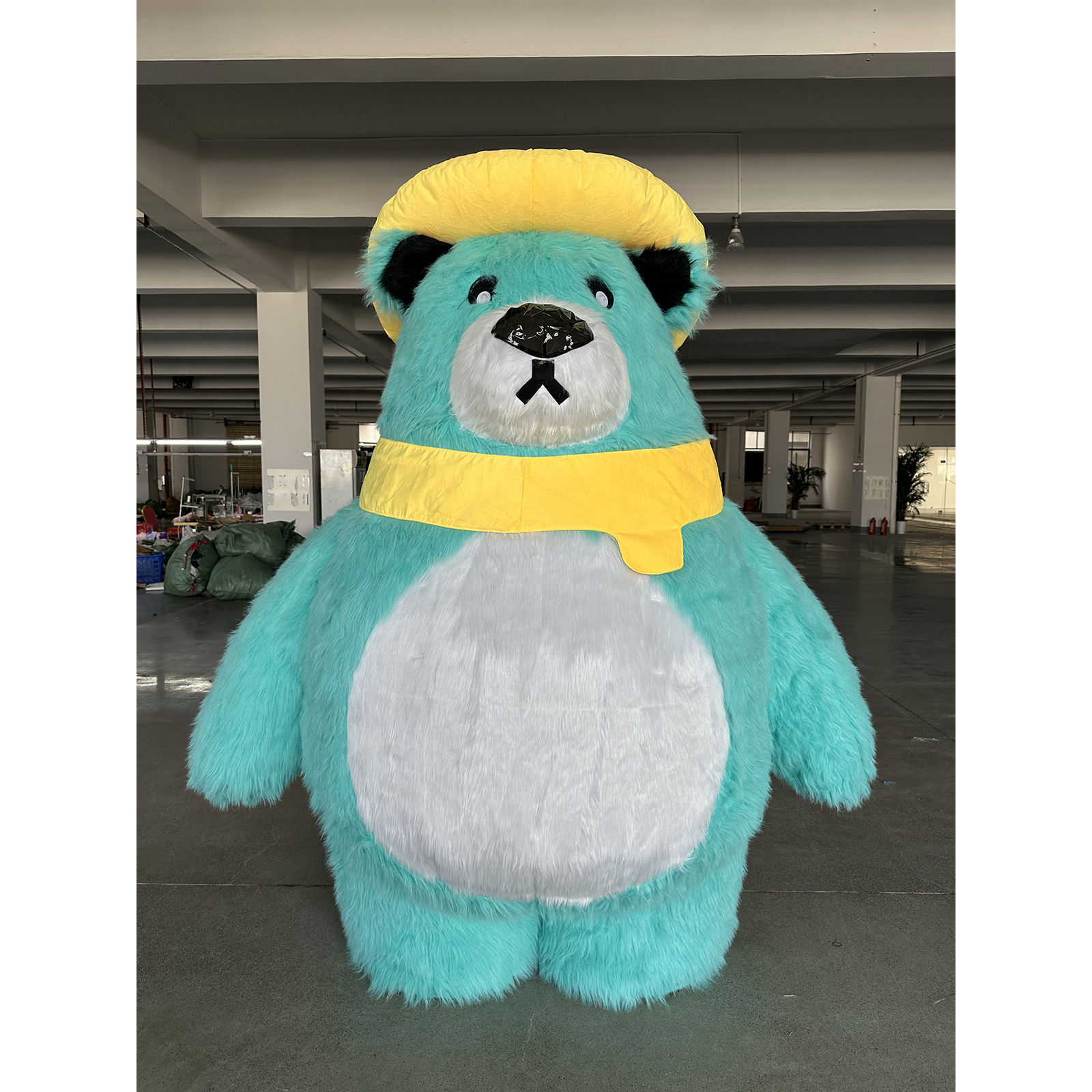 Attractive Christmas Giant Inflatable Teddy Bear Mascot Costume for Adult Halloween Plush Furry Fat Bear Suit