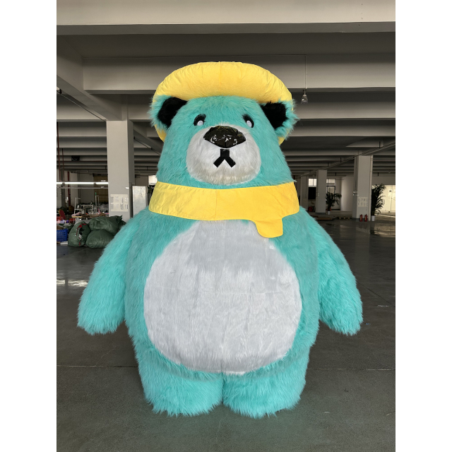 Attractive Christmas Giant Inflatable Teddy Bear Mascot Costume for Adult Halloween Plush Furry Fat Bear Suit