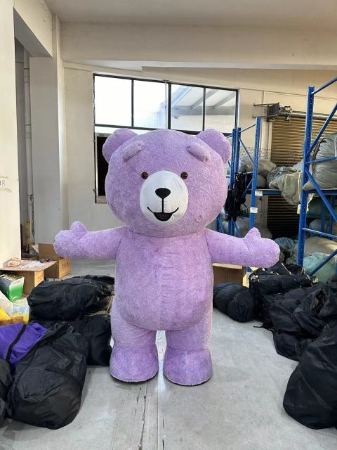 Net Celebrity Adult Inflatable Bear Costume Cartoon Mascot Doll Suit Plush Head Cover Plush Material Halloween Christmas Parties