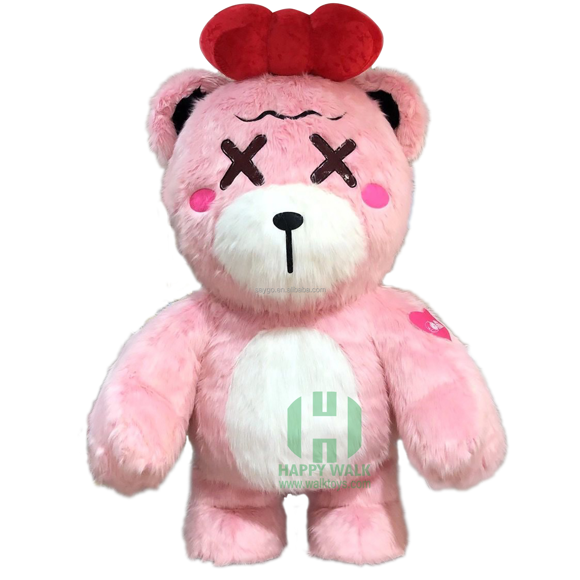 Pink Cute Dressing Bear Mascot Costumes Various Color Inflatable Giant Teddy Bear Costume Inflatable Teddy Bear Mascot Costume