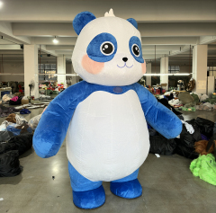 Saygo Halloween Commercial Plush Lovely Baby Blue Panda Bear Inflatable Mascot Costume With Clothes for Stage Parade Event
