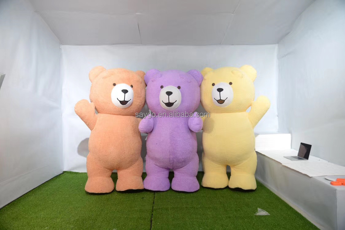 Pink Cute Dressing Bear Mascot Costumes Various Color Inflatable Giant Teddy Bear Costume Inflatable Teddy Bear Mascot Costume