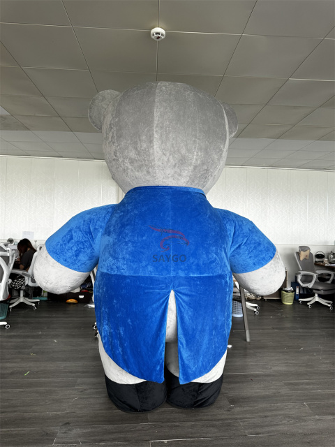 Hot Sale Fat pink and Blue Bear Mascot Costume Inflatable Plush Wedding Teddy Bear Costume for Sale