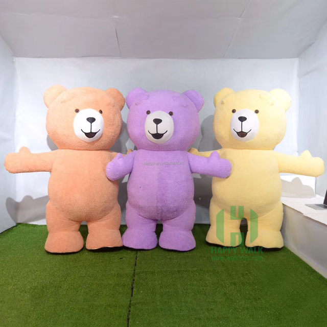 Giant Brown Plush Inflatable Teddy Bear Costumes Inflatable Teddy Bear Mascot Costumes for Adult Park Show, Opening Show, Kids