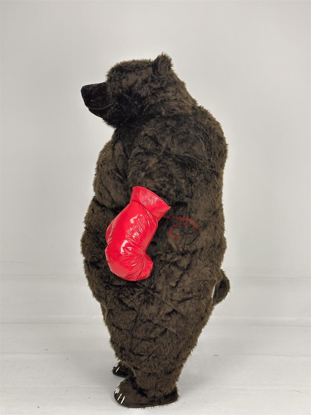 Furry Giant Boxing Bear Inflatable Costume Plush Brown Bear Costumes Mascot Teddy Bear Adult Party Cosplay Suits