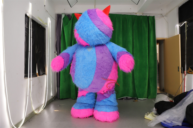 Inflatable Camouflage Bear Mascot Cartoon Doll Costume Plush Performance Props Doll Walking Puppet Costume