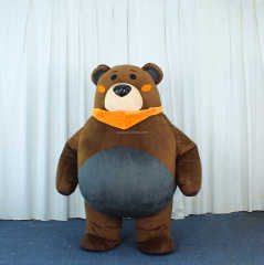 Inflated Fat Stupid Bear Mascot Costume for Adults Dress 2m Air Blow Dark Brown Silly Bear Costume Clothes for Exhibition