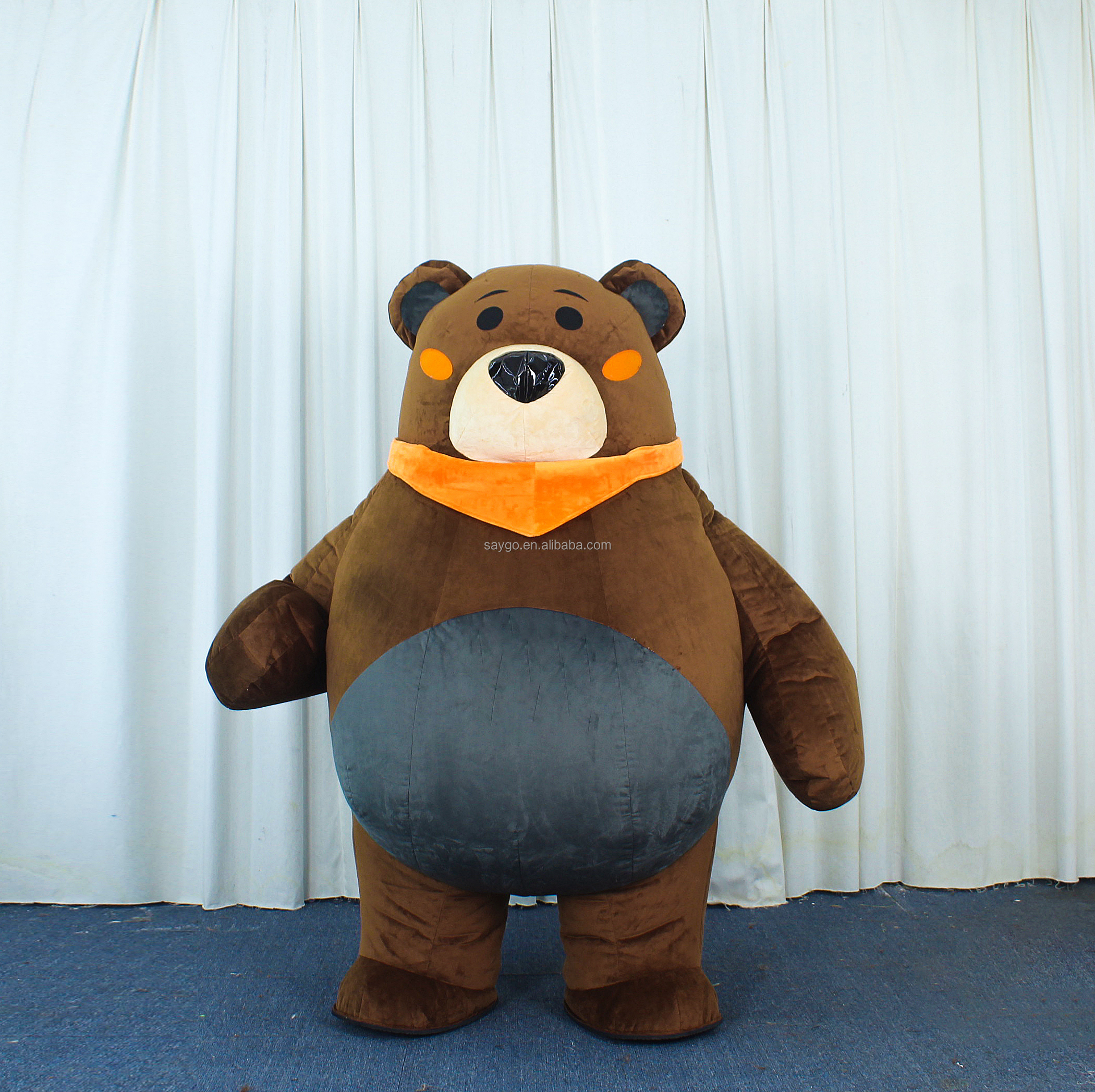 Inflated Fat Stupid Bear Mascot Costume for Adults Dress 2m Air Blow Dark Brown Silly Bear Costume Clothes for Exhibition