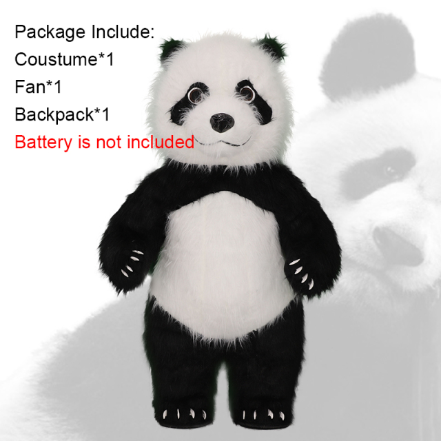 Saygo Long Plush 2m/2.6m/3m Inflatable Panda Mascot Costume Cartoon Character Cosplay Suit for Adults