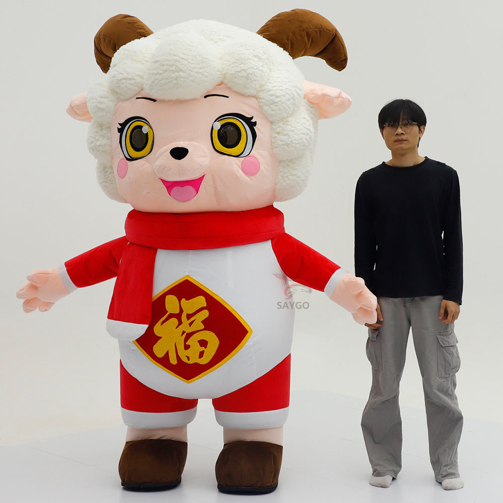 New year mascot Inflatable White Sheep Costumes Performance Suit Inflatable Animal Mascot Adults Costumes Party