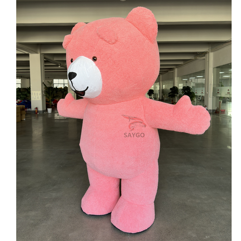 High Quality Custom Pink Teddy Bear Mascot Costume Giant Inflatable Bear for Halloween Party Cosplay Bear Costume for Sale