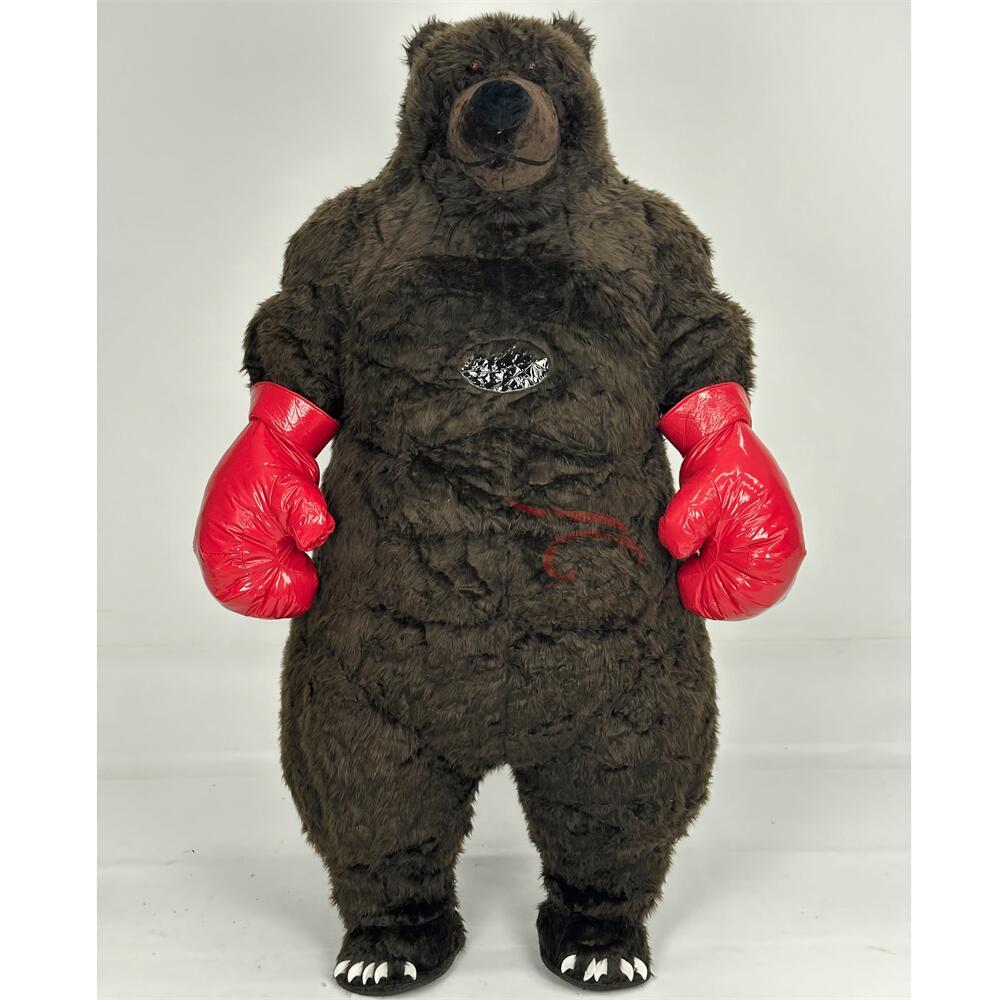 Furry Giant Boxing Bear Inflatable Costume Plush Brown Bear Costumes Mascot Teddy Bear Adult Party Cosplay Suits