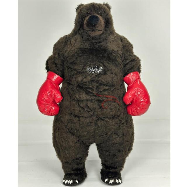Furry Giant Boxing Bear Inflatable Costume Plush Brown Bear Costumes Mascot Teddy Bear Adult Party Cosplay Suits