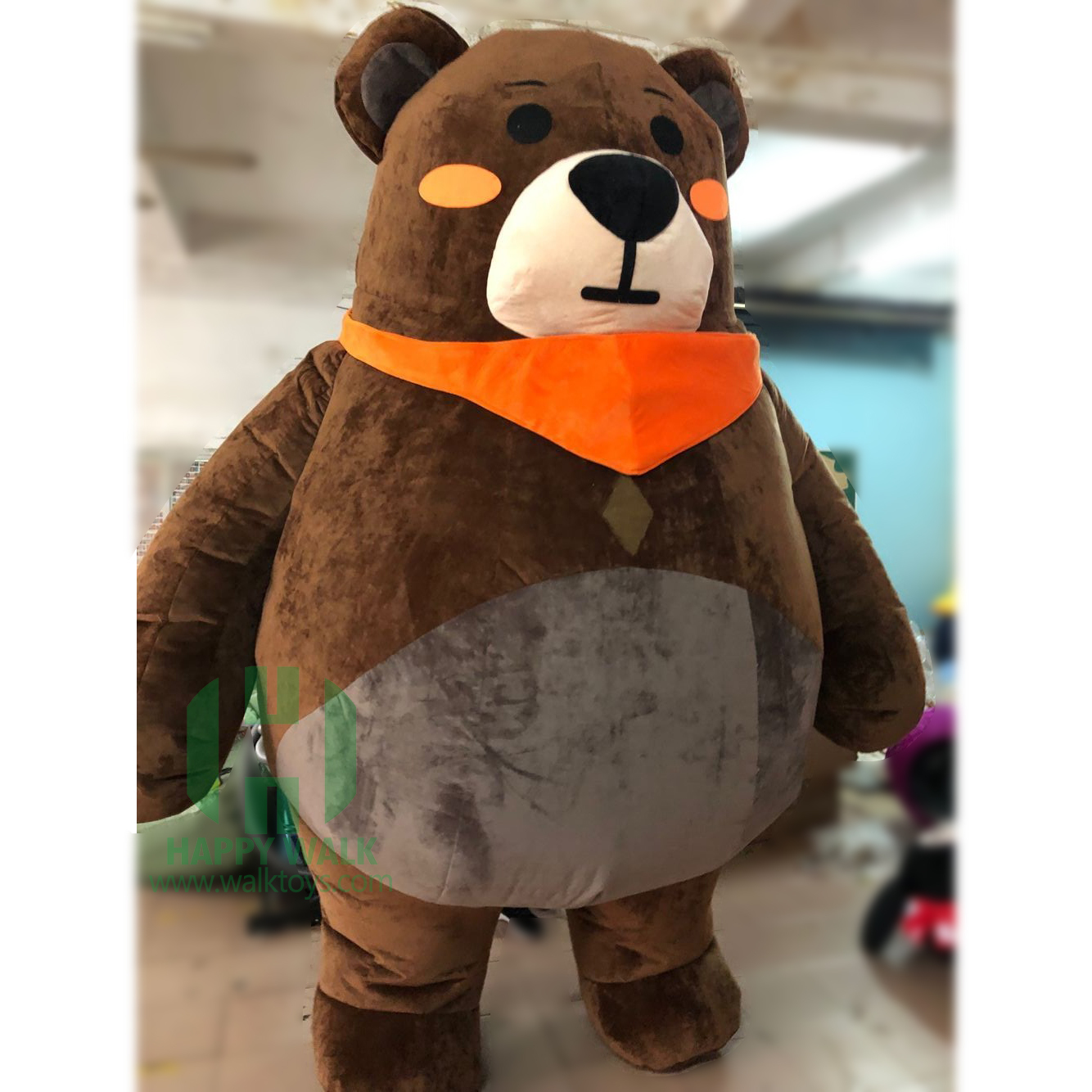 Black Brown Teddy Bear Costumes Various Inflatable Scarf Teddy Bear Head Moscot Costume Scarf Bear for Events Advertising Rental