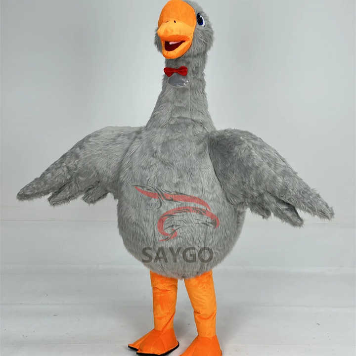 Inflatable Swan Mascot Costume Adult Furry Gray Goose Suit for Entertainment Stage Wear Full Body Animal Cosplay Dress