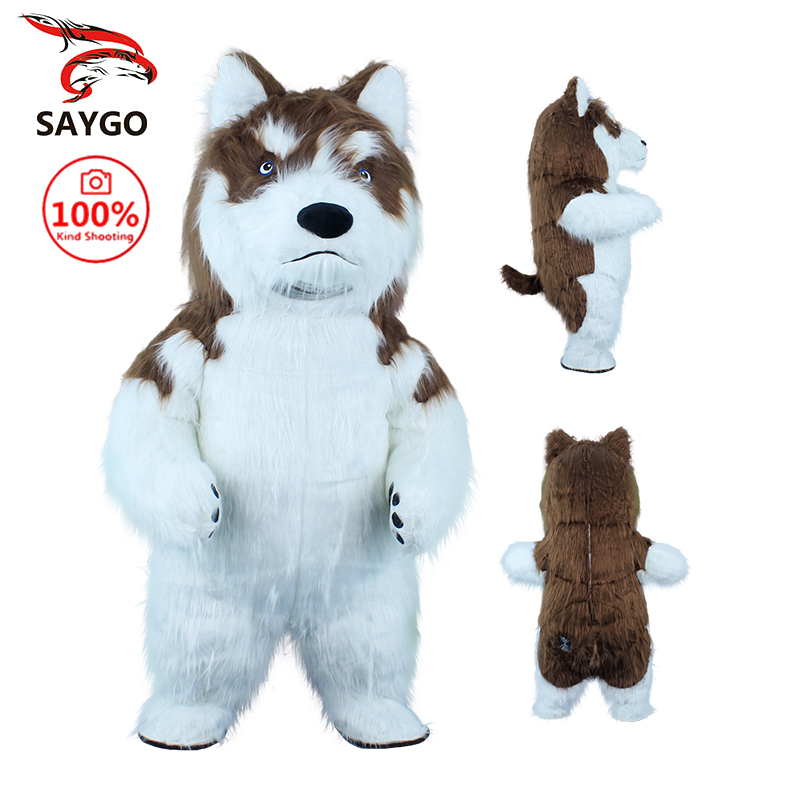 Saygo in Stock CE 2M/2.6M Inflatable Husky Cartoon Character Dog Mascot Costume Cosplay Suit for Party