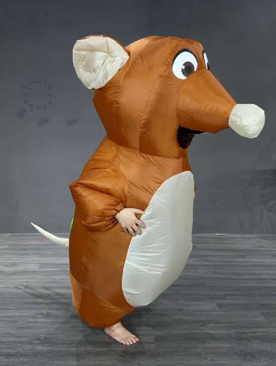 Bright Brown Pvc Costumes Inflatable Mouse Mascot Costume Suit for Party Dress.