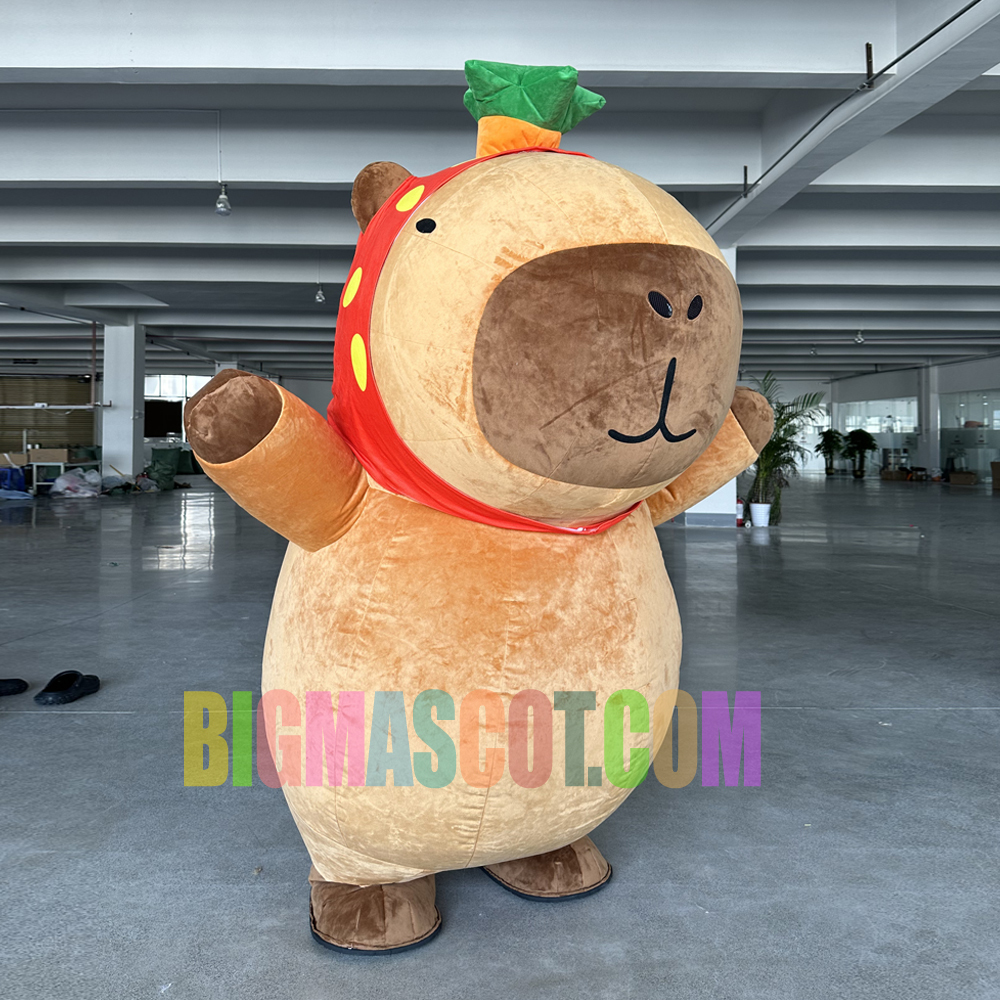Chinese Cartoon Character Make Funny Adult Inflatable Brown Kapibala Mascot Costume Cartoon Mascots for Party Events Rental Ads